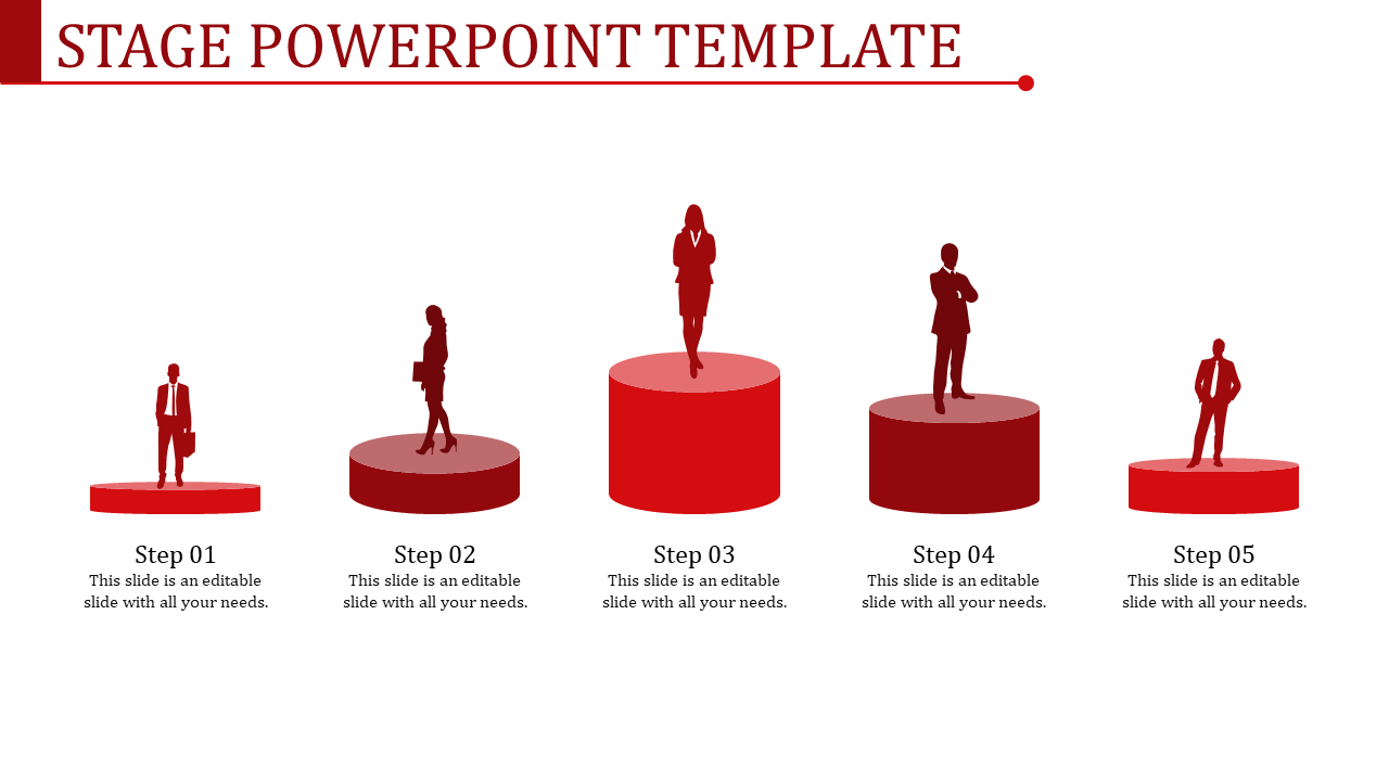 Amazing Stage PowerPoint Template In Red Color Slide